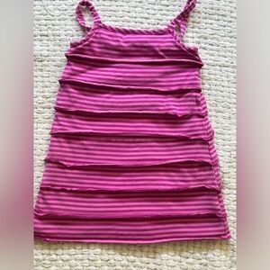 Hanna Andersson tiered striped fuchsia/pink cotton knit sundress. Thin straps